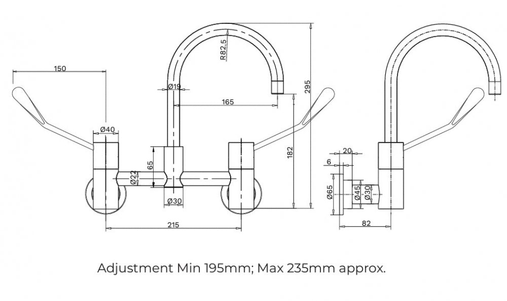 Gentec Cleanline Lever CL15010 Wall Mounted Exposed Mixing Set