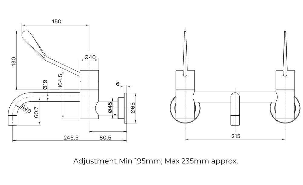 Gentec Cleanline Lever CL15012 Wall Mounted Exposed Mixing Set