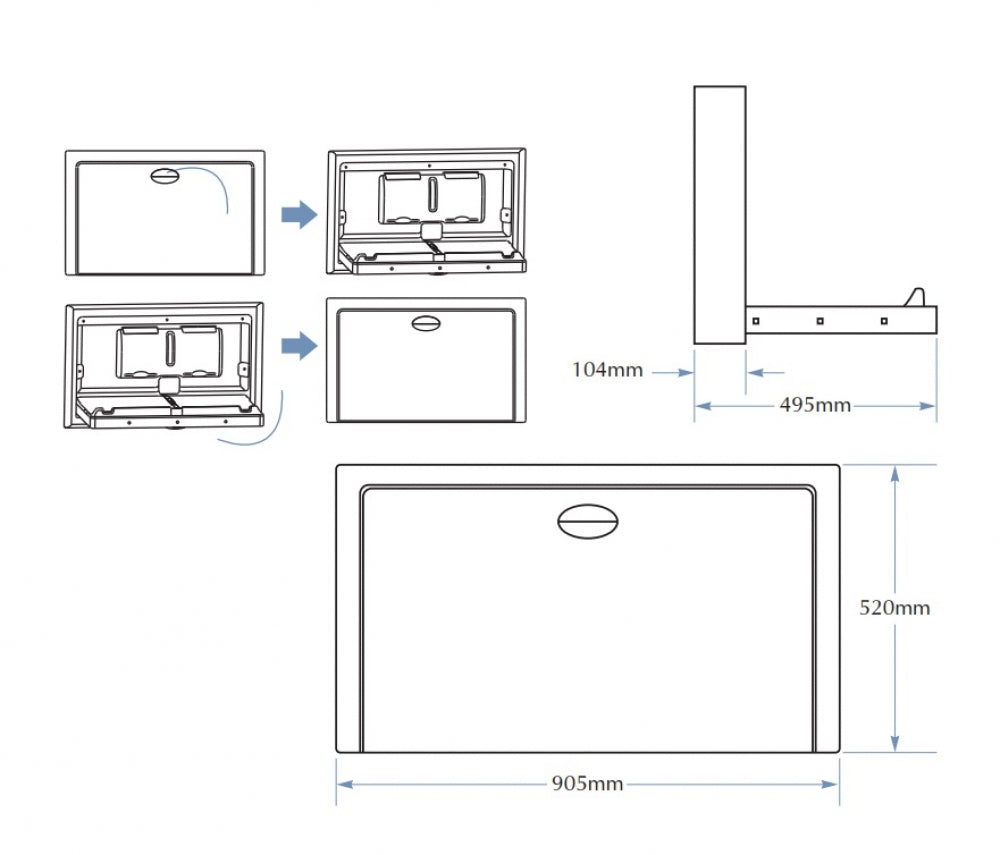 Bradley ICN-962 Baby Change Table Horizontal Surface Mount