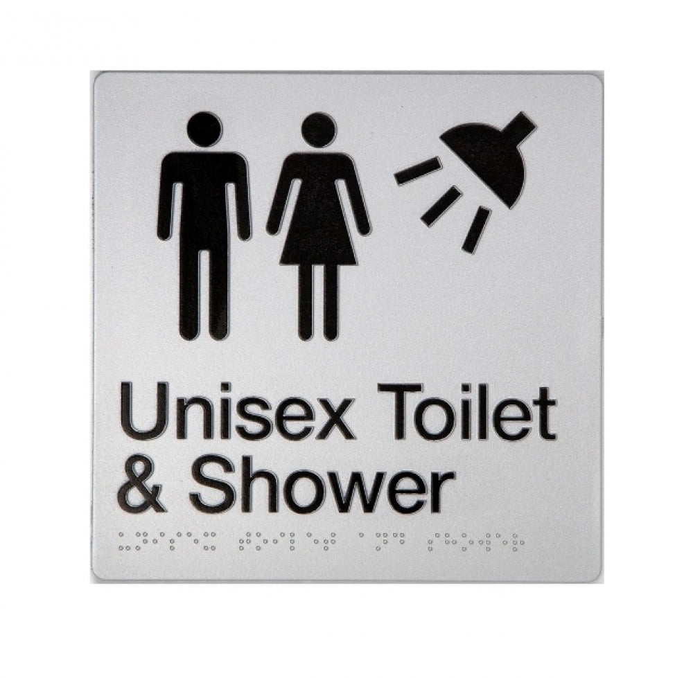 BEST BUY MFTS Unisex Toilet and Shower Sign Braille