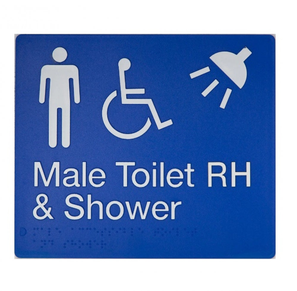 BEST BUY MDTSRH Accessible Male Toilet Right Hand and Shower Sign Braille