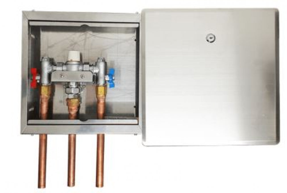 Gentec Flomix Thermostatic Mixing Valve in-3 Hole Stainless Steel Box Enclosure