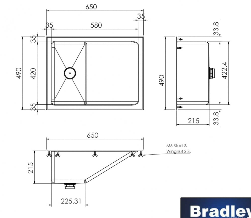 Bradley ICN-9655 Stainless Steel Baby Bath