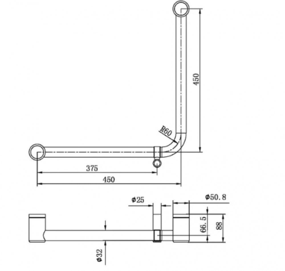 Nero Mecca Care NRCR3290D Ambulant Grab Rail 90 Degree Bent Tube