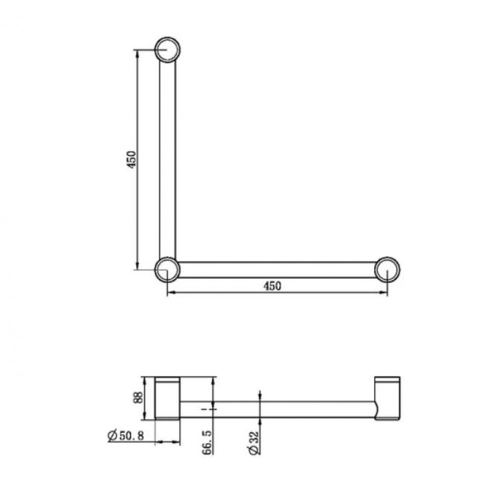 Nero Mecca Care NRCR3290A Ambulant Grab Rail 90 Degree