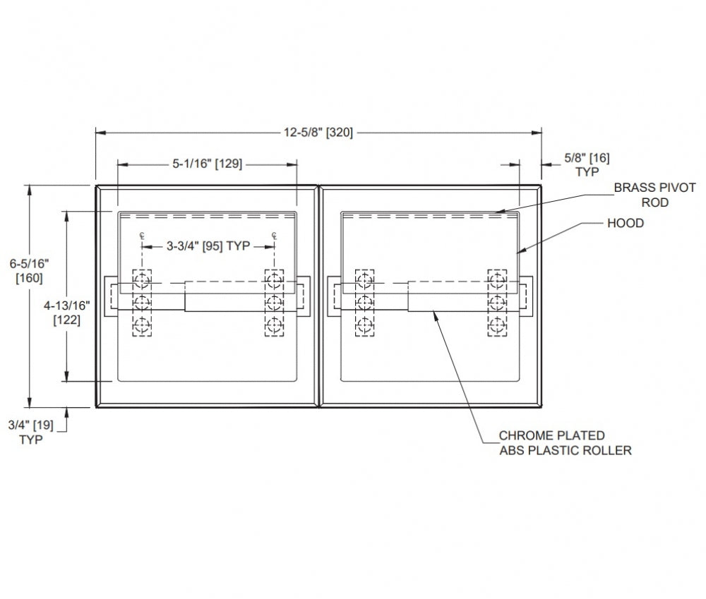 JD MACDONALD 10-74022-H Double Toilet Roll Holder Recessed