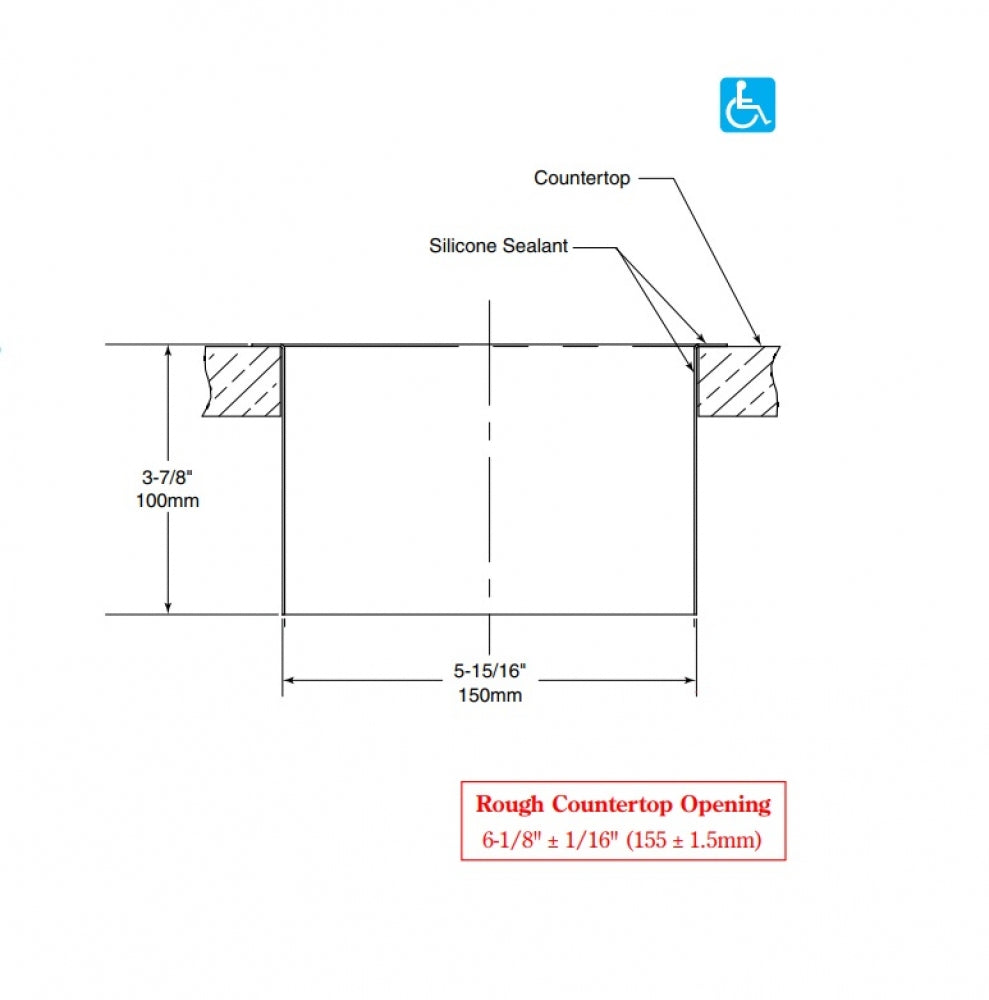 BOBRICK B532-MBLK Circular Waste Chute Countertop