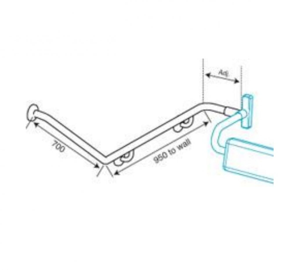 JD MACDONALD GRE08 Toilet Grab Rail Attachment 40 Degree Left Hand