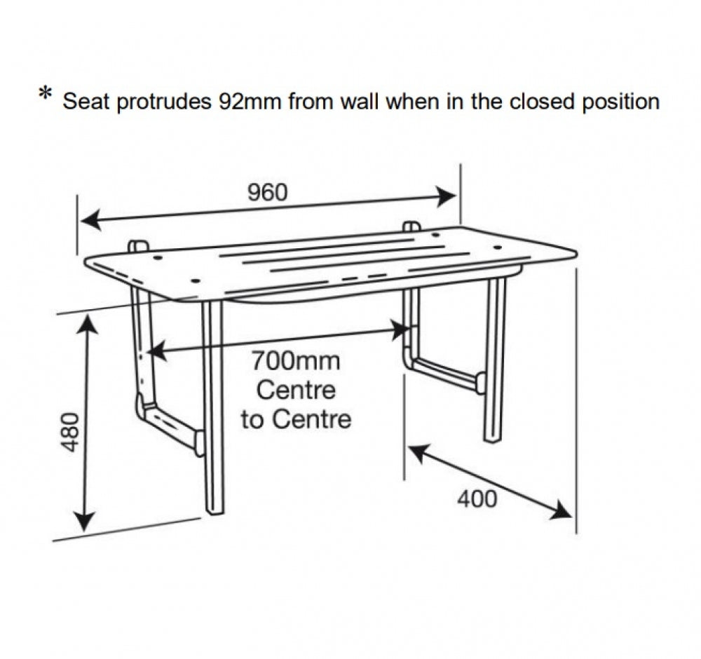 JD MACDONALD SS960S Folding Shower Seat Slotted