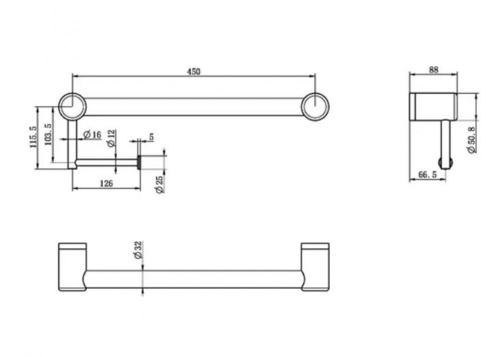 Avail Designs Calibre Terra Grab Rail with Toilet Roll Holder