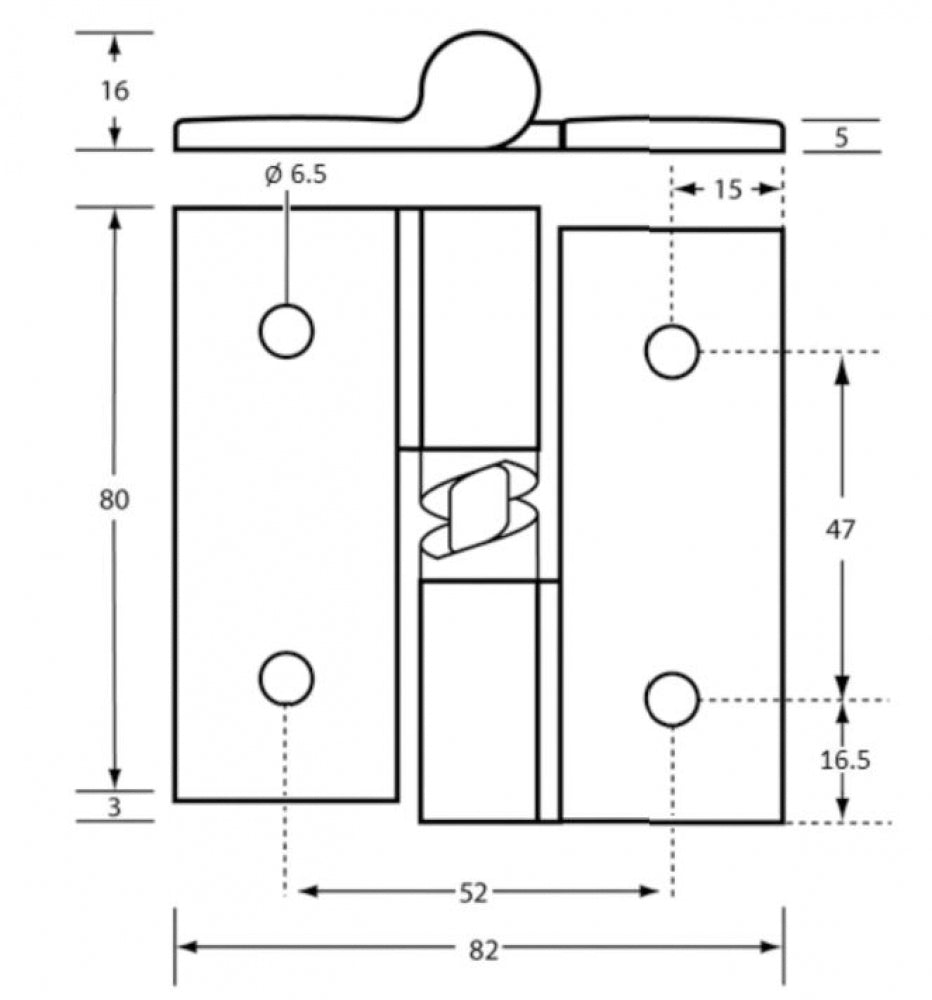 Metlam Hardware 106B Gravity Hinge Exposed Fix Bolt Through