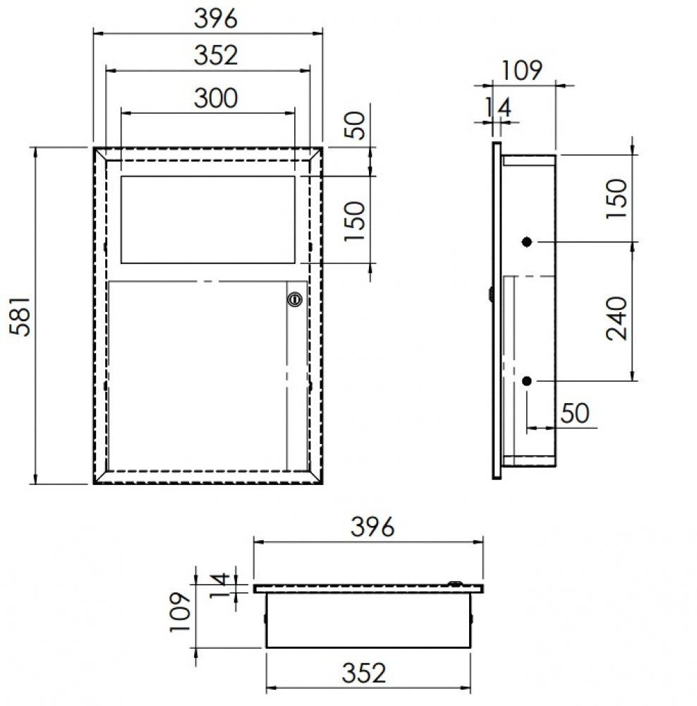 Bradley 3259 Recessed Waste Bin
