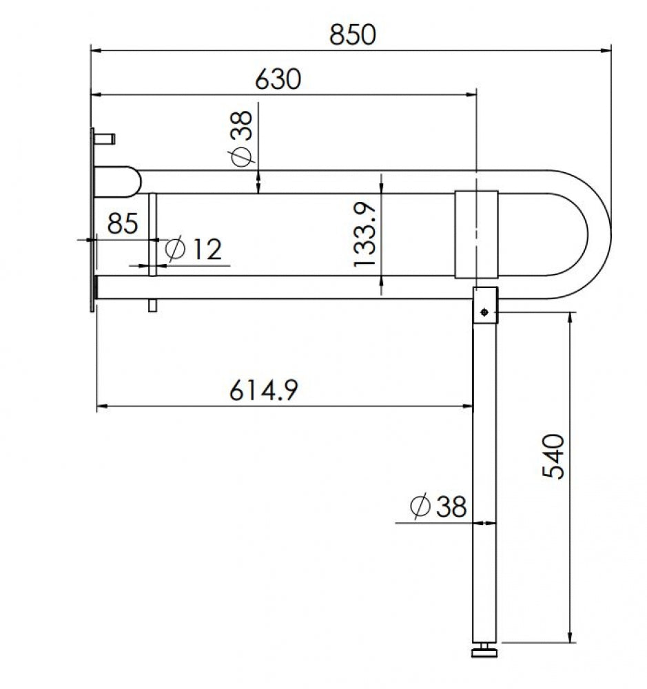 Bradley 812-102-AT Bariatric Drop Down Grab Rail with Leg and Nurse Call Box