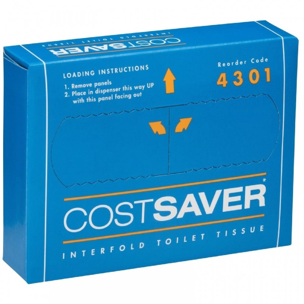 Kimberly Clark Costsaver 4301 Interfold Toilet Tissue Paper 200 Sheets White 1 ply