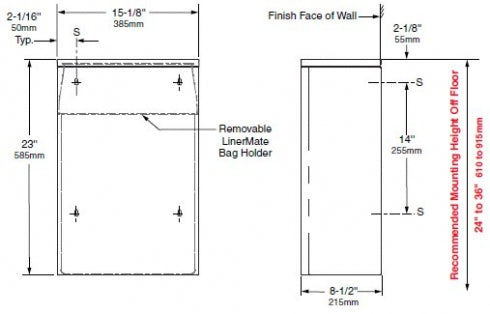 BOBRICK Contura B277 Waste Receptacle 48L
